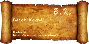 Beich Kornél névjegykártya